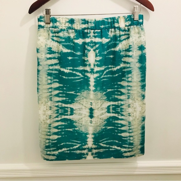 Maje Cameleon Skirt 38 tie dye teal green cream off white - Picture 2 of 11